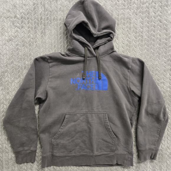 The North Face Other - North Face Hoodie Men Medium Gray‎ Blue Spell Logo Kangaroo Pocket Pullover